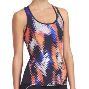 Athleta Navy Orange racerback gepattern tank small